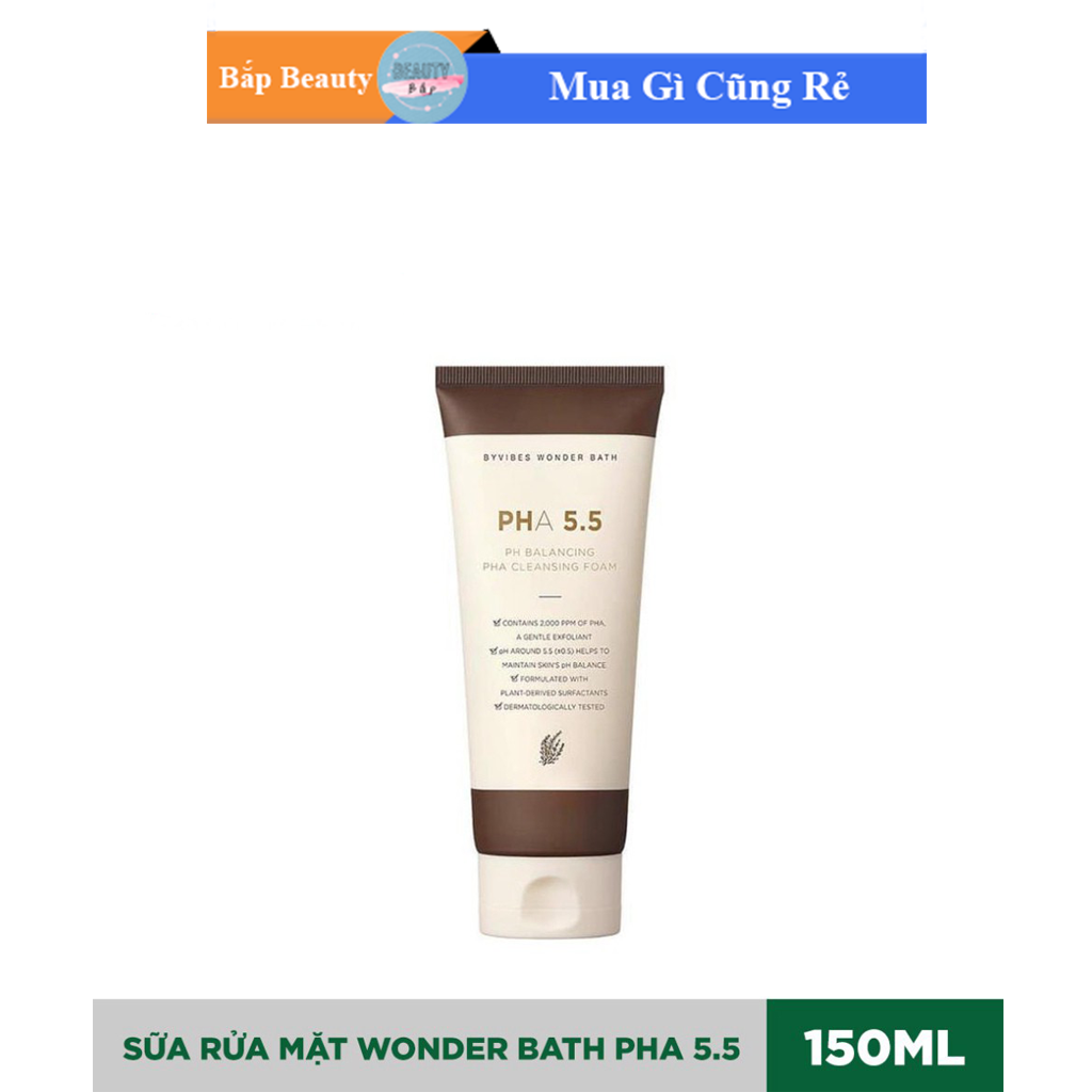 Sữa Rửa Mặt Byvibes Wonder Bath PHA 5.5 PH Balancing PHA Cleansing Foam (tuýp 150ml)