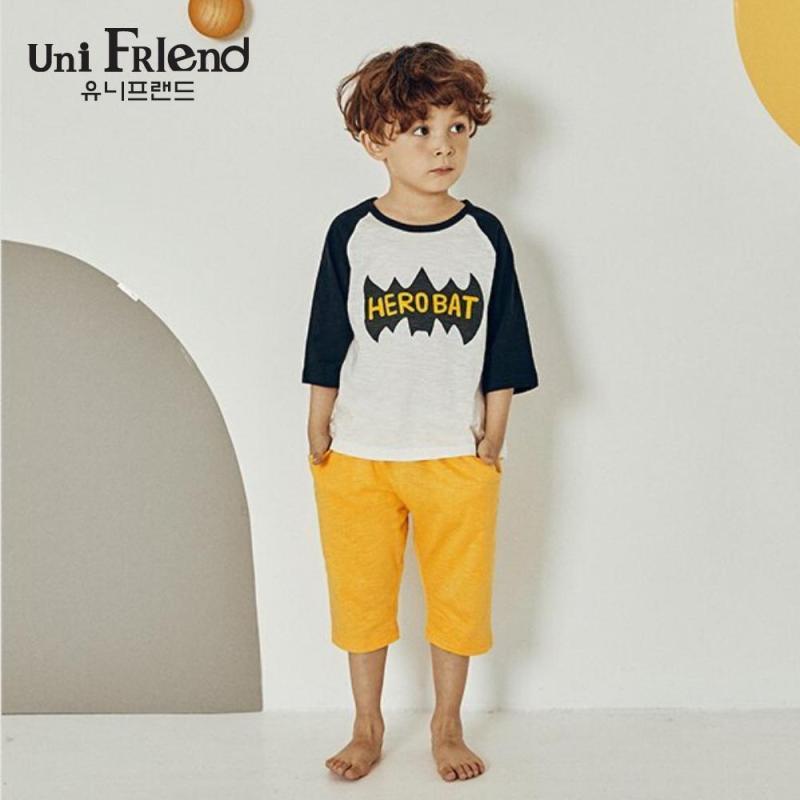 Nơi bán Đồ bộ mặc nhà bé trai Unifriend thun lửng hoạ tiết người dơi U9SSTL31