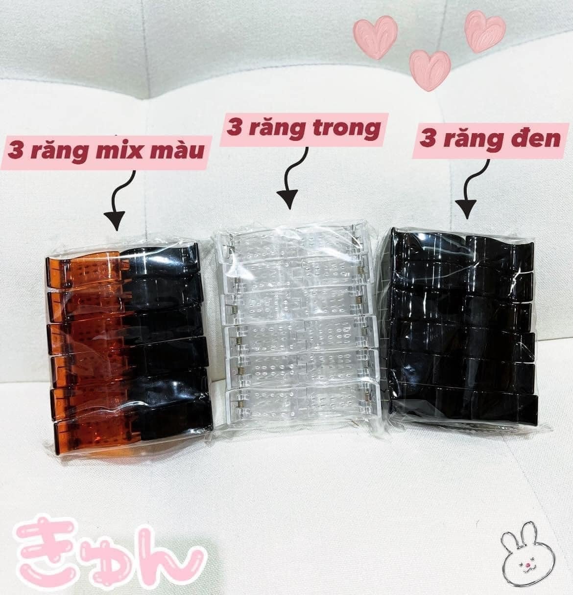 TKVT2 - Cào tóc, cặp tóc 3 răng [LOẠI NHỰA ĐẸP]- combo 3 cái