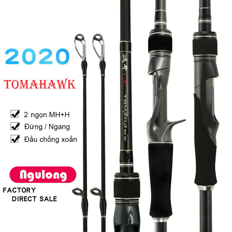 Cần câu lure máy đứng và máy ngang Tomahawk 2 ngọn MH + H