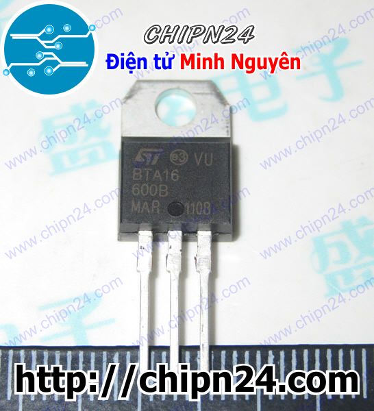[2 con] (KT1) Triac SCR BTA16-600B TO-220 16A 600V (BTA16-600 BTA16)