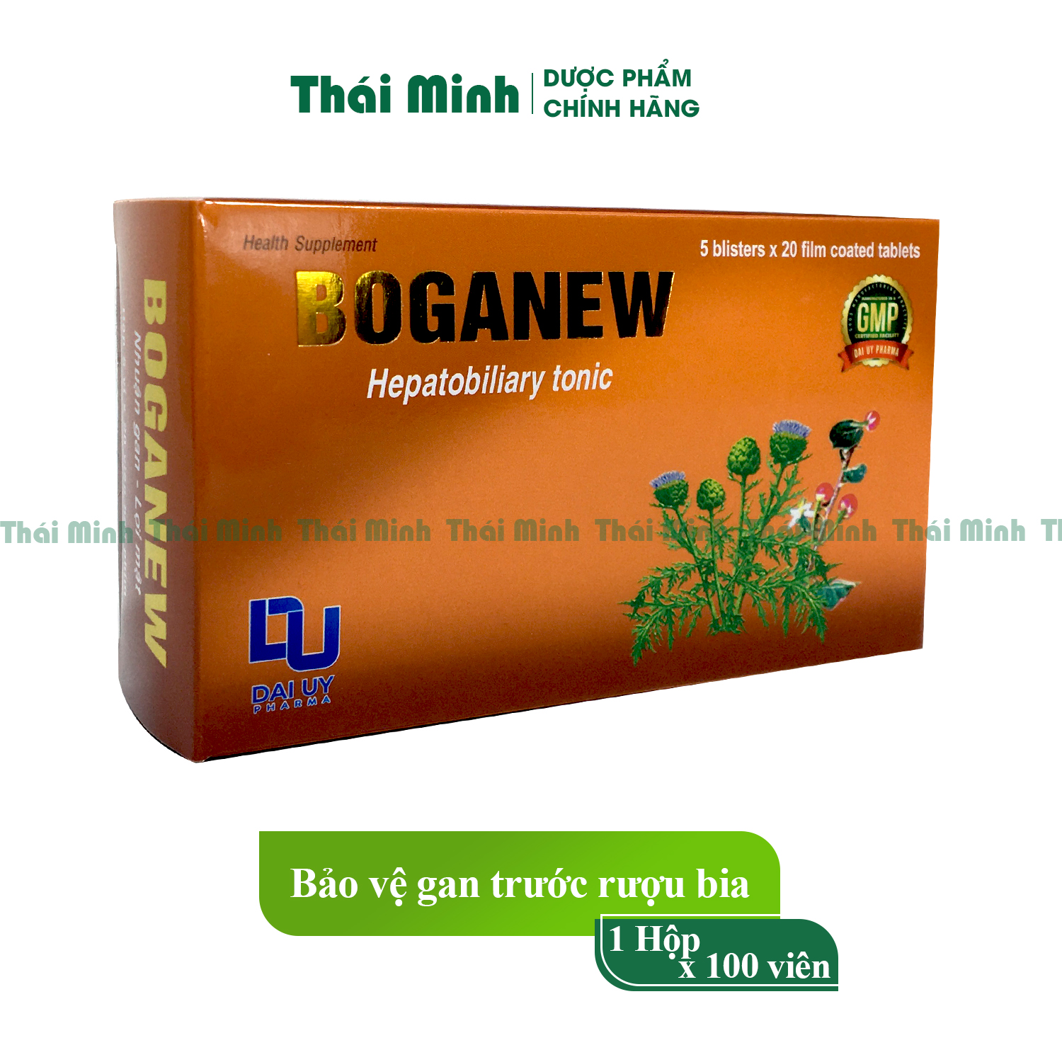 Bổ gan Cà gai leo hộp 50 viên bao phim Boganic giải độc, thanh nhiệt mát gan có thêm giảo cổ lam và xạ đen