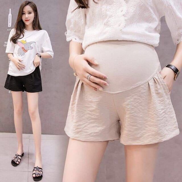 Quần Bầu Sooc Đũi Siêu Mịn Mát ( có đáp bụng và chun chỉnh )