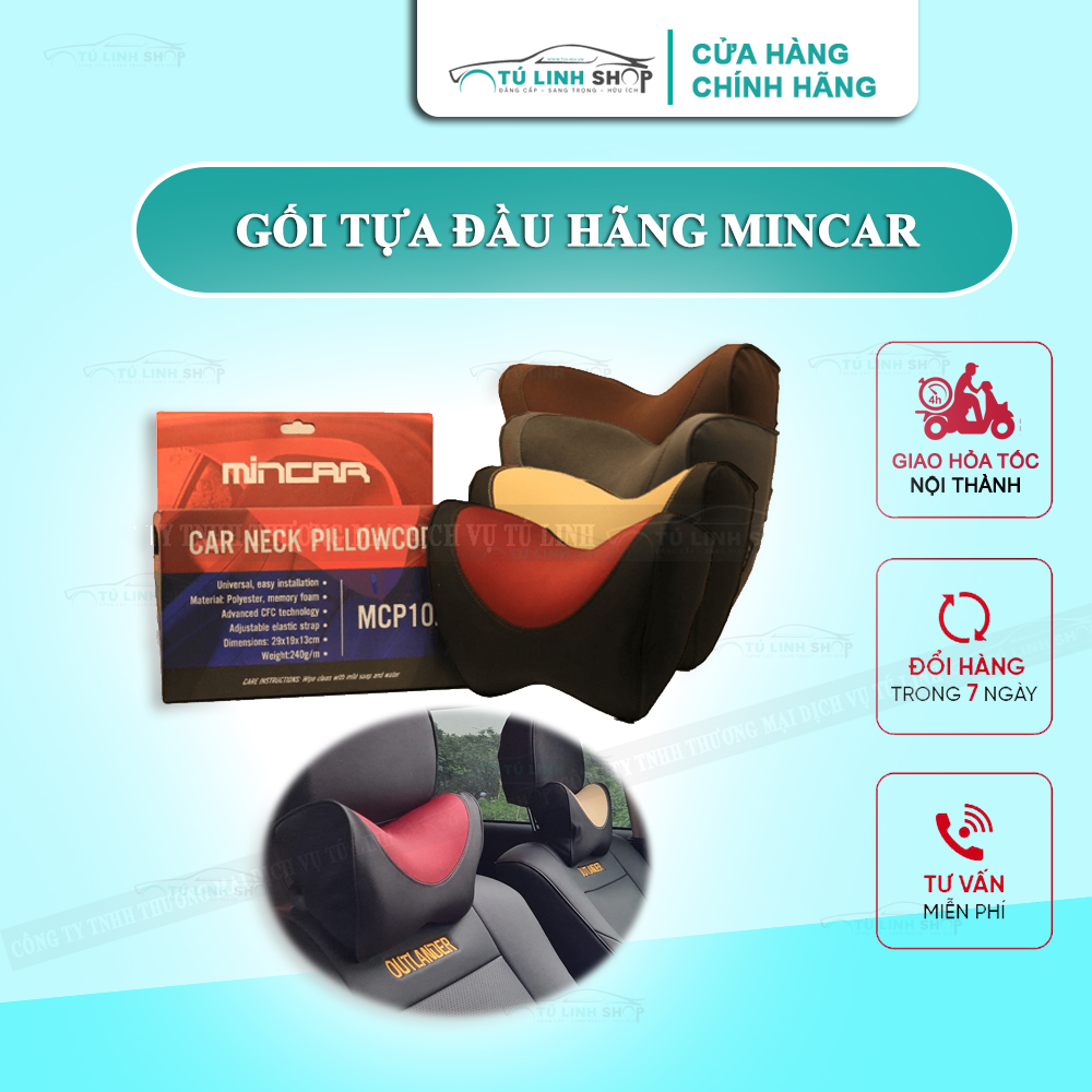Gối tựa đầu ô tô bằng cao su non, hình chữ U, chính hãng Mincar