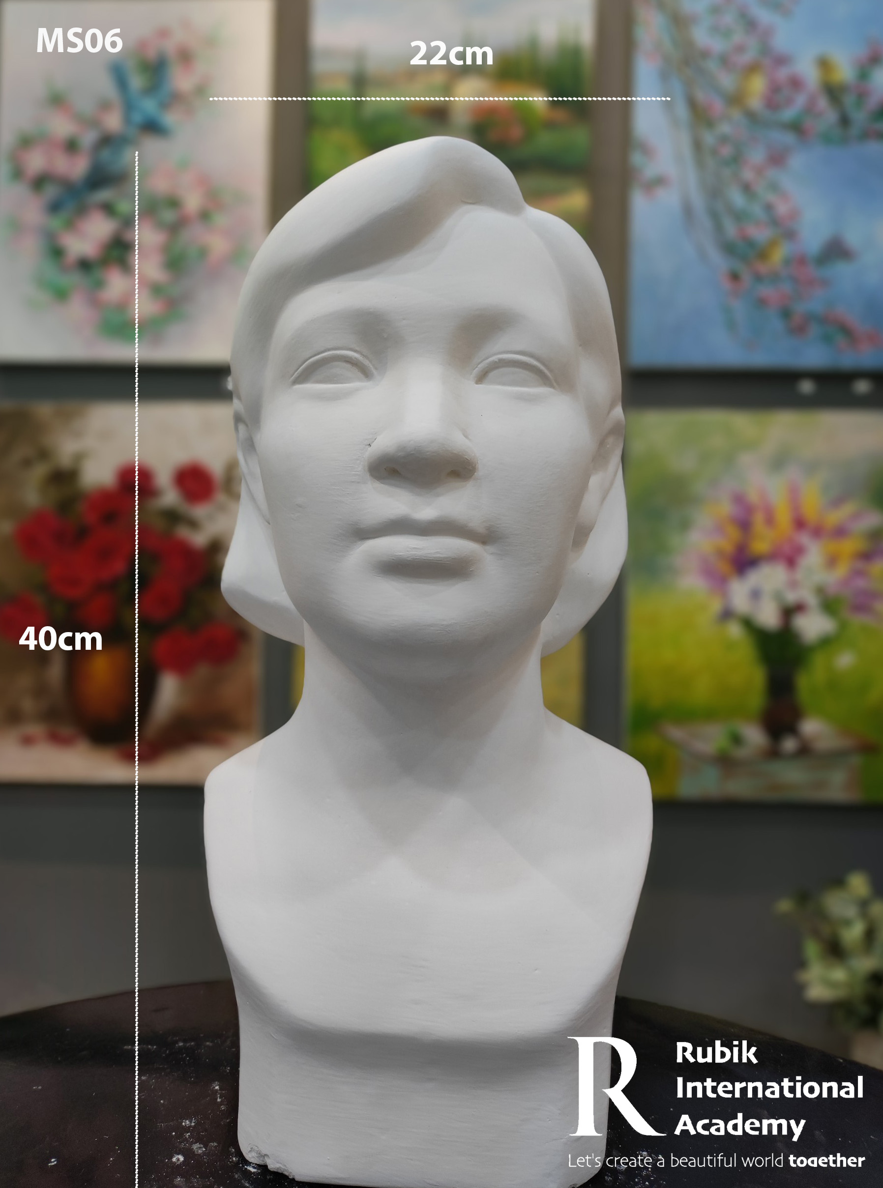 [PaintStore] Đầu tượng Thạch cao cô gái- MS06