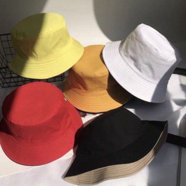 Nón bucket 2 mặt - trơn nhiều màu