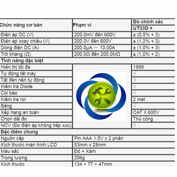 [HCM]Đồng hồ đo điện UNI-T UT33D+
