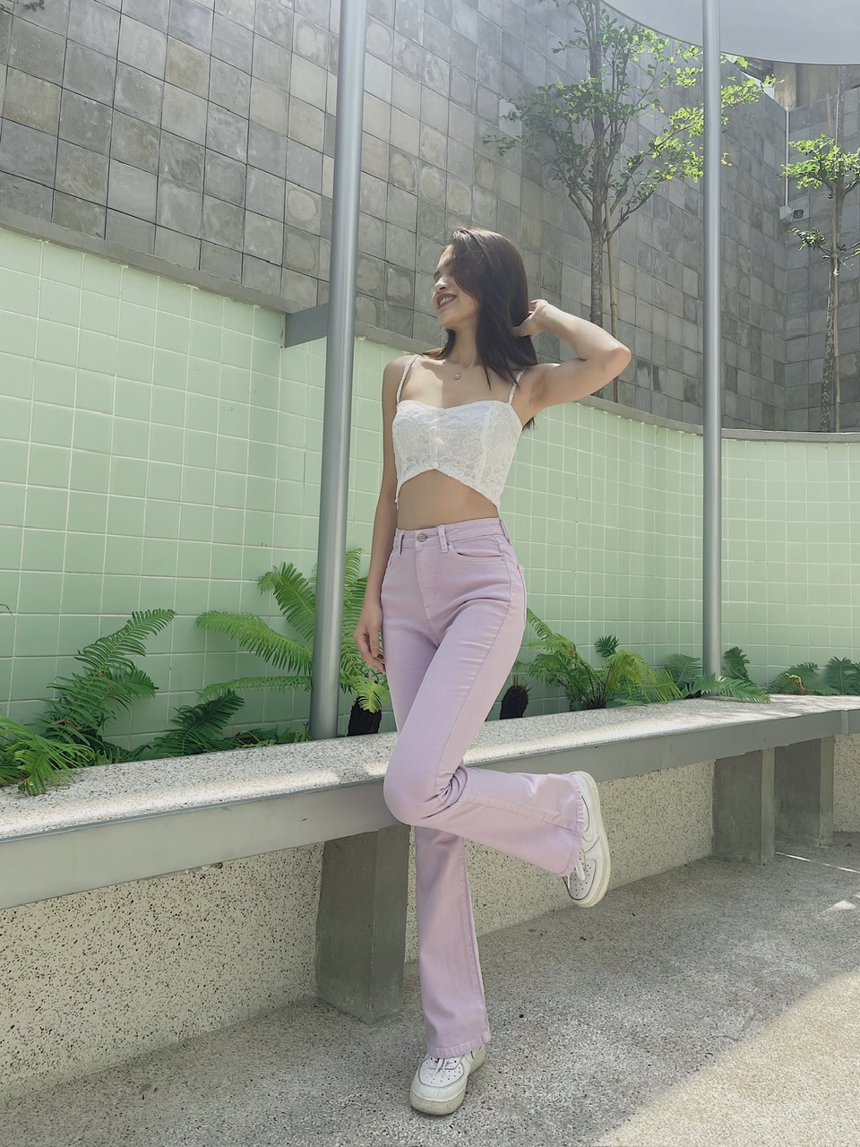 Quần jean ống loe lưng cao phủ gót ống bass REVERCLOTHINGS Super high rise jeans