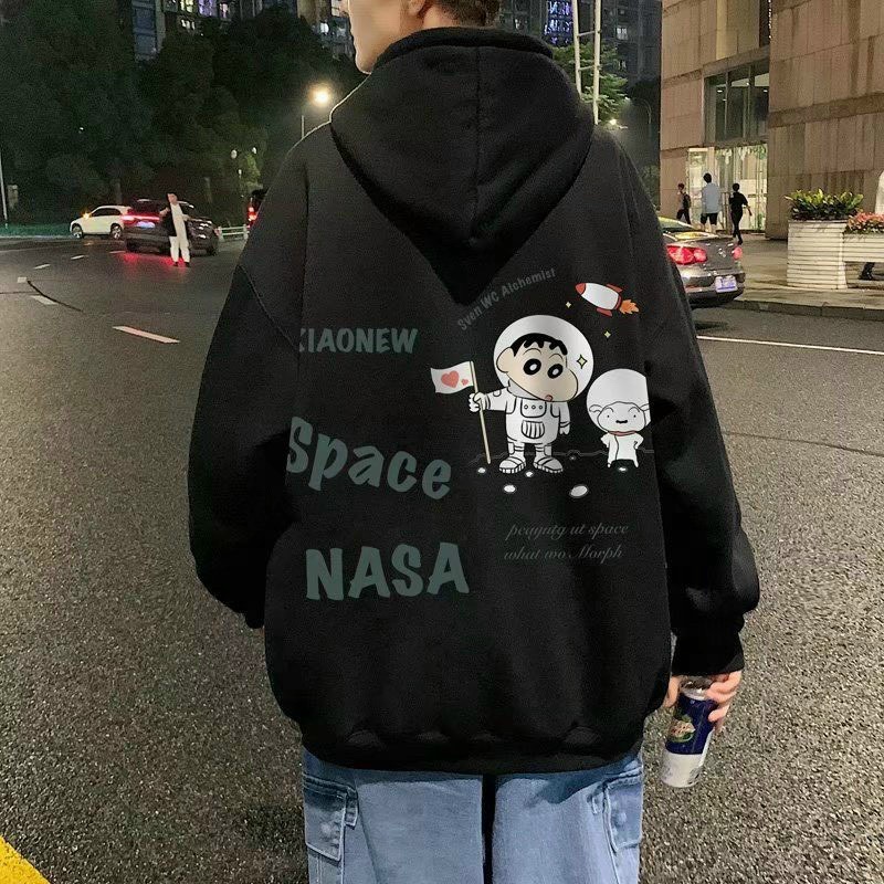 Áo hoodie form rộng, áo nỉ dày dặn in hình phi hành gia siêu cute.at