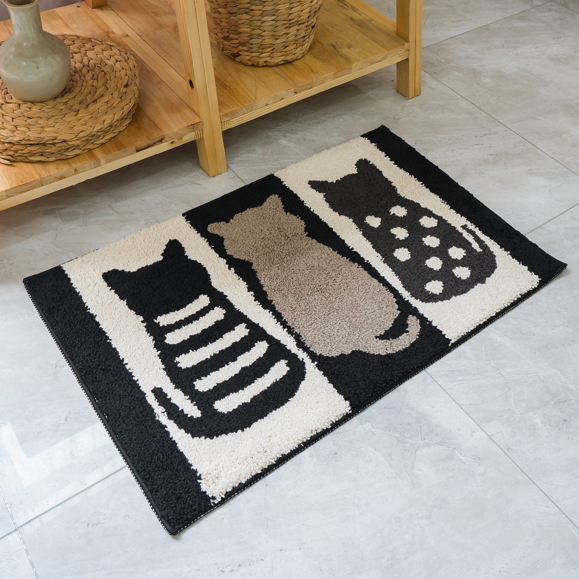 Thảm Cotton Len Họa Tiết Mèo Hổ dễ thương siêu thấm
