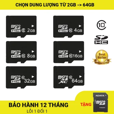Thẻ nhớ Micro SDHC Class 10 dung lượng 2GB/4GB/8GB/16GB/32GB/64GB + Tặng adapter