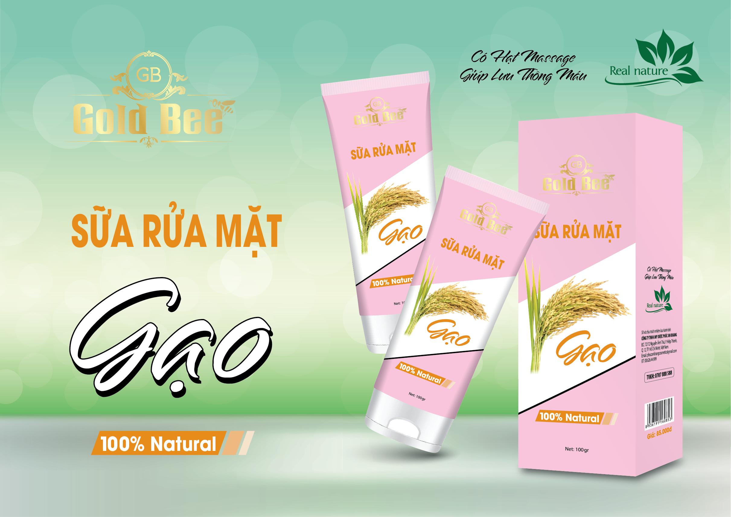 Combo 2 Tuýt SỮA RỬA MẶT TRẮNG DA NGỪA MỤN CAO CẤP CHIẾT XUẤT TỪ GẠO - sữa rửa mặt chống oxi hóa có hạt mát xa Gold Bee tuýt 100gr- hàng chính hãng - thích hợp với mọi loại da