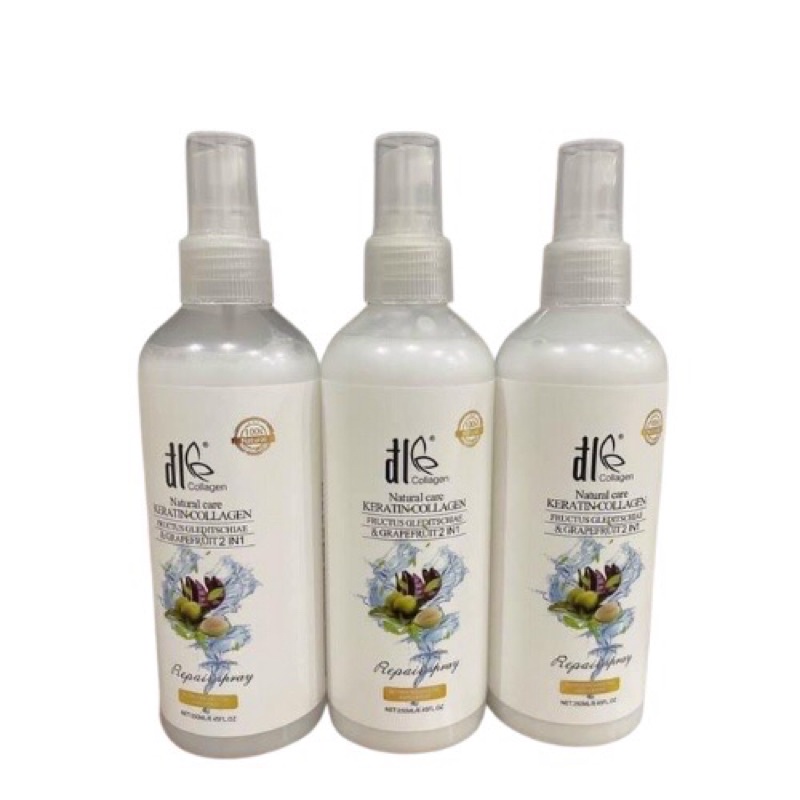 Xịt dưỡng tóc phục hồi, bảo vệ nhiệt hương nước hoa ĐL DLE Collagen 250ml