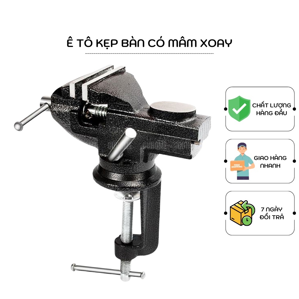 Ê tô kẹp bàn bằng gang đúc đa năng xoay 360 độ, Kẹp bàn eto có mâm xoay giá rẻ, chất lượng