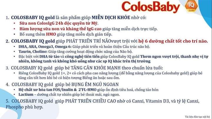 Sữa Colosbaby IQ Gold 1+ 800g (Date mới)