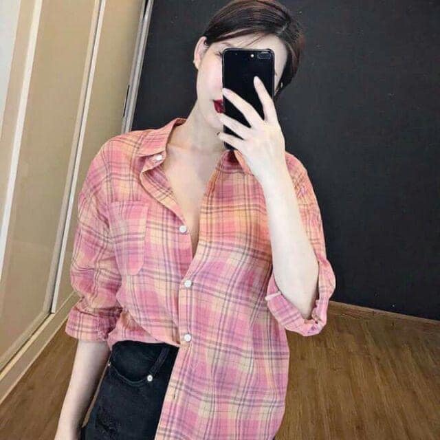 Áo sơ mi hàn quốc dài tay kẻ caro mới cực chất, phuongmart