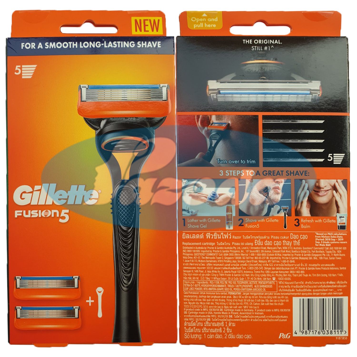 Dao cạo râu 5 lưỡi Gillette Fusion5 (1 tay cầm và 2 đầu cạo 5+1)