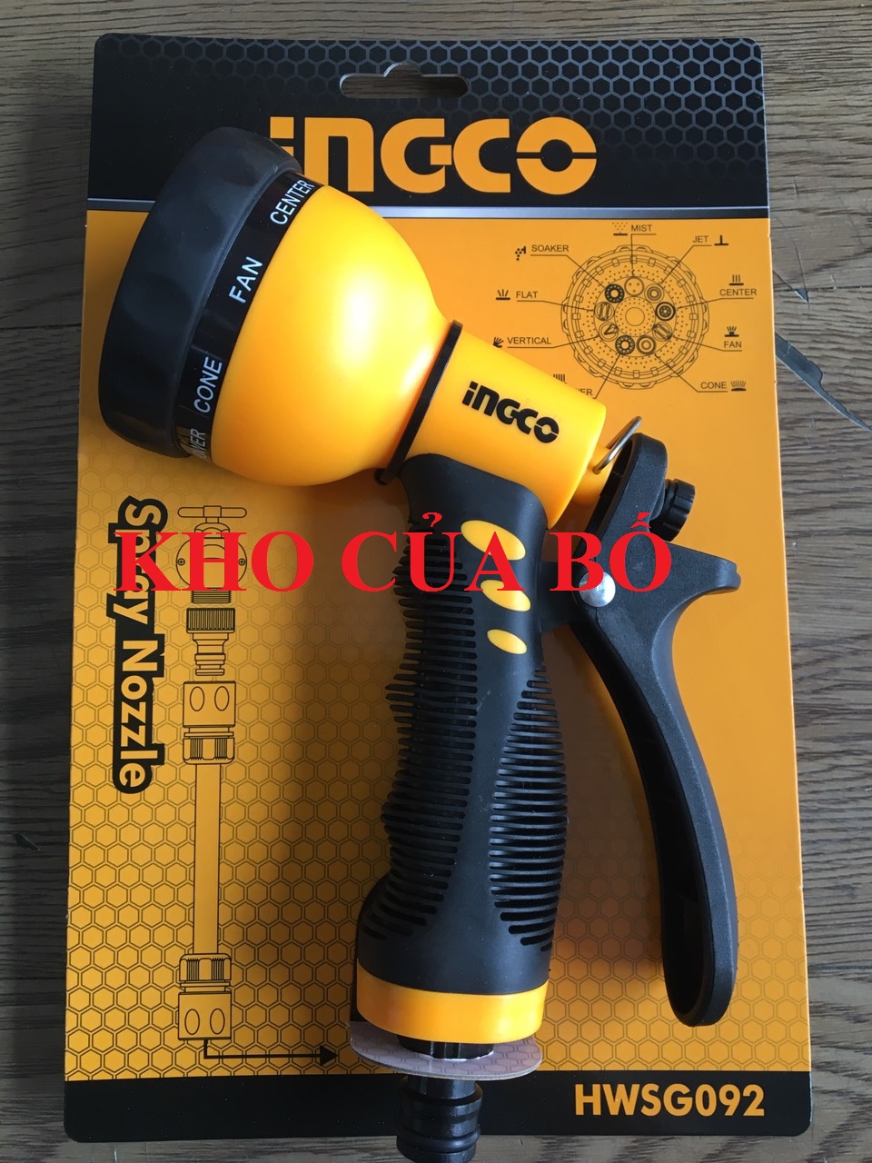 Vòi phun xịt nước tưới cây 8 tia đa năng INGCO HWSG092
