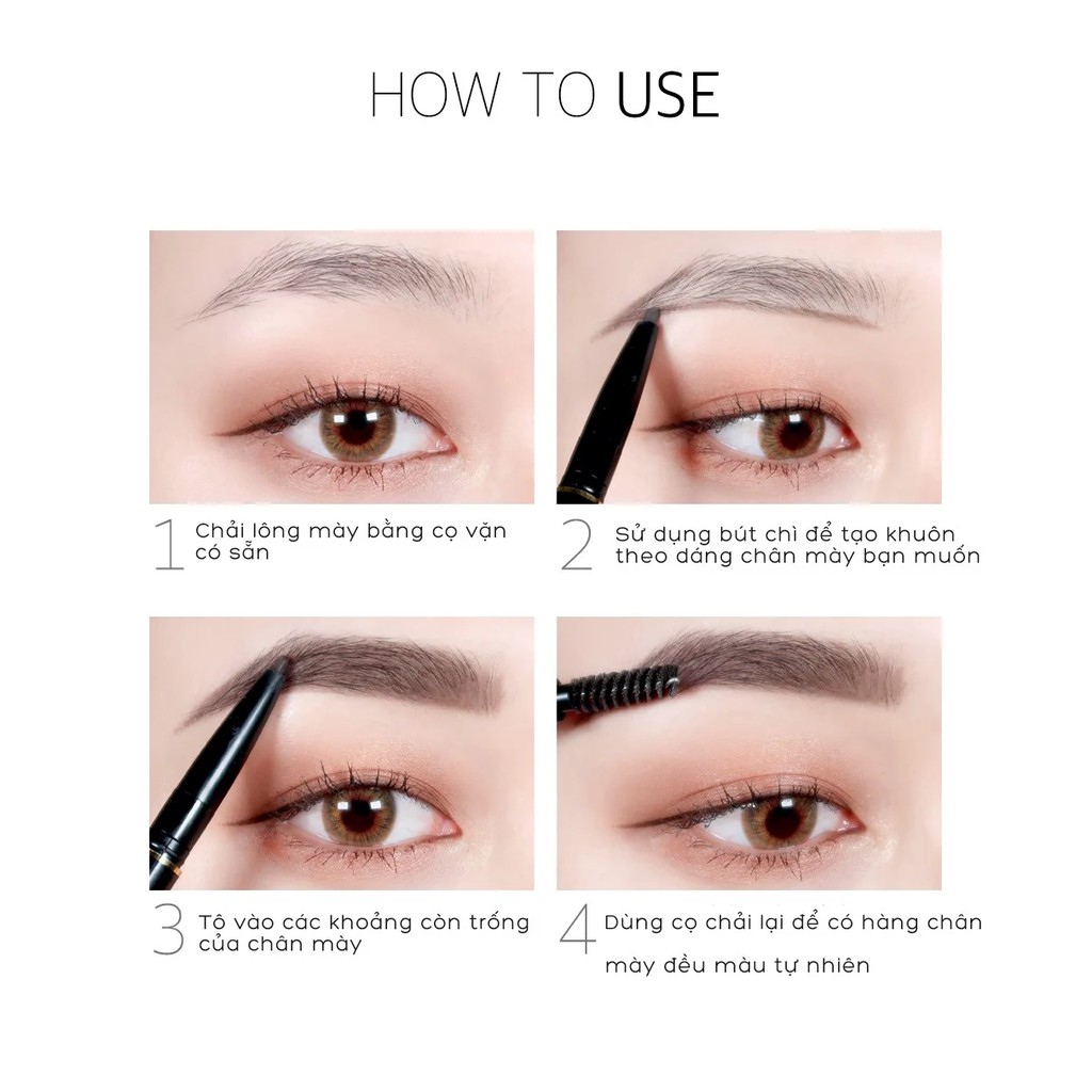 Chì kẻ mày không trôi Karadium hai đầu ( black brown)