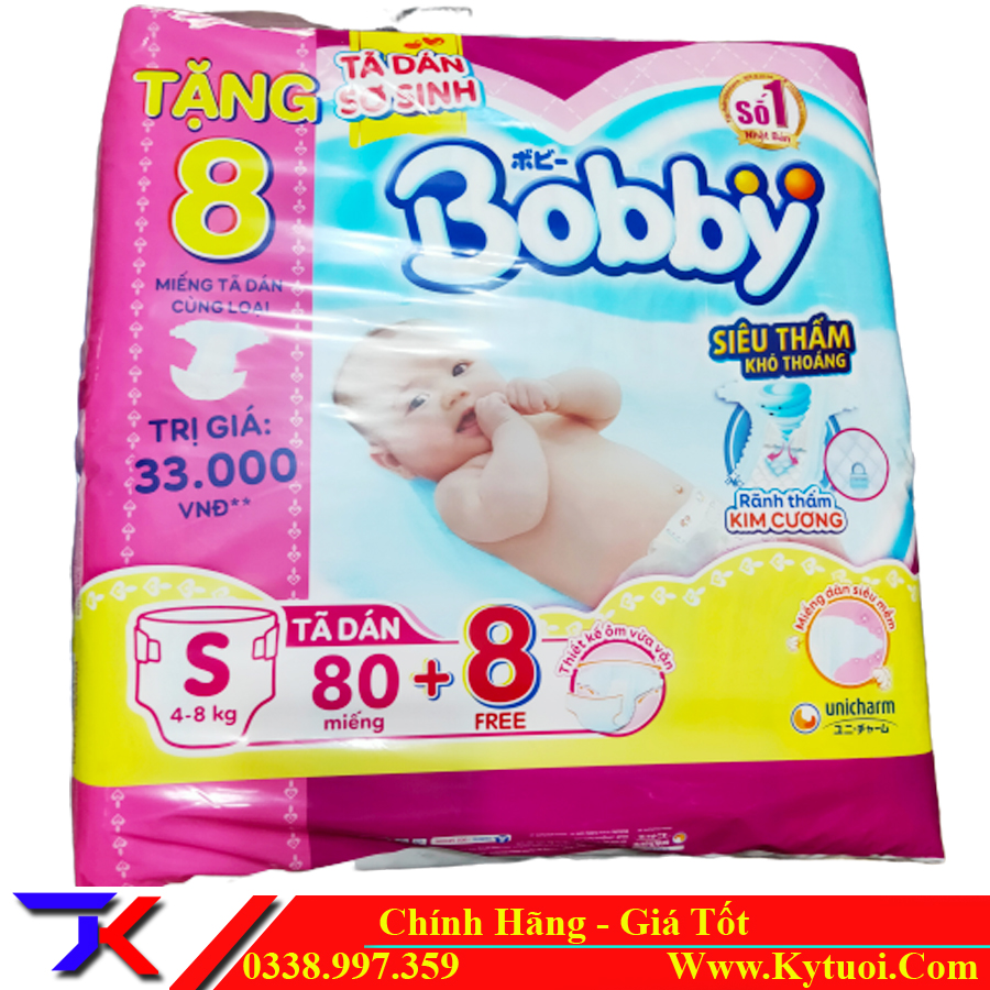 Tã dán Bobby size S80 (hàng tặng)