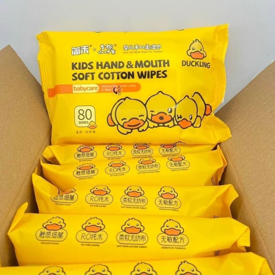 Thùng 10 bịch khăn giấy ướt con vịt, khăn giấy ướt con vịt siêu