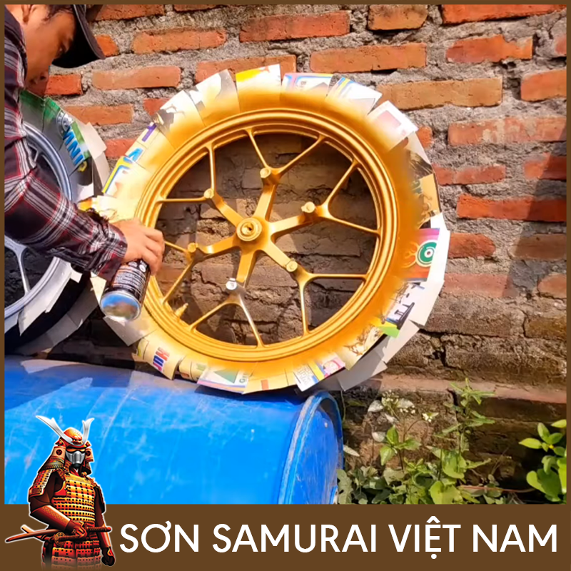 Sơn samurai màu vàng ánh kim - Combo sơn màu vàng 123 sơn xịt samurai