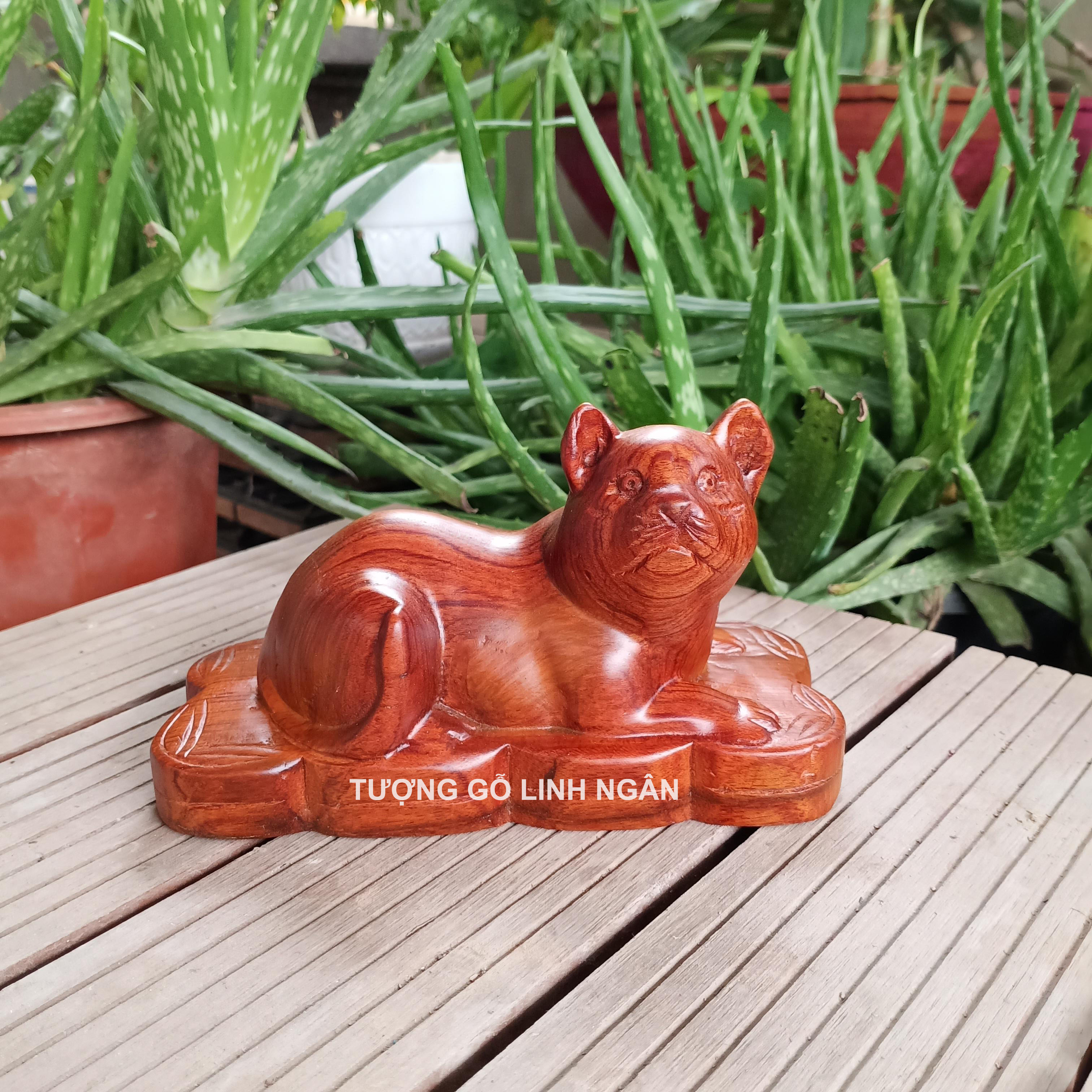 Tượng Mèo gỗ hương (Cao 8, ngang 15, sâu 6 cm)