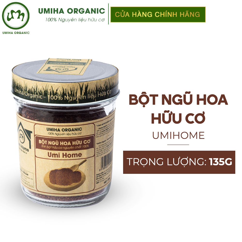 Bột Hạt Ngũ Hoa hữu cơ UMIHOME 135g nguyên chất làm đẹp thiên nhiên dùng đắp mặt nạ dưỡng da loại bỏ mụn giúp trắng mịn da