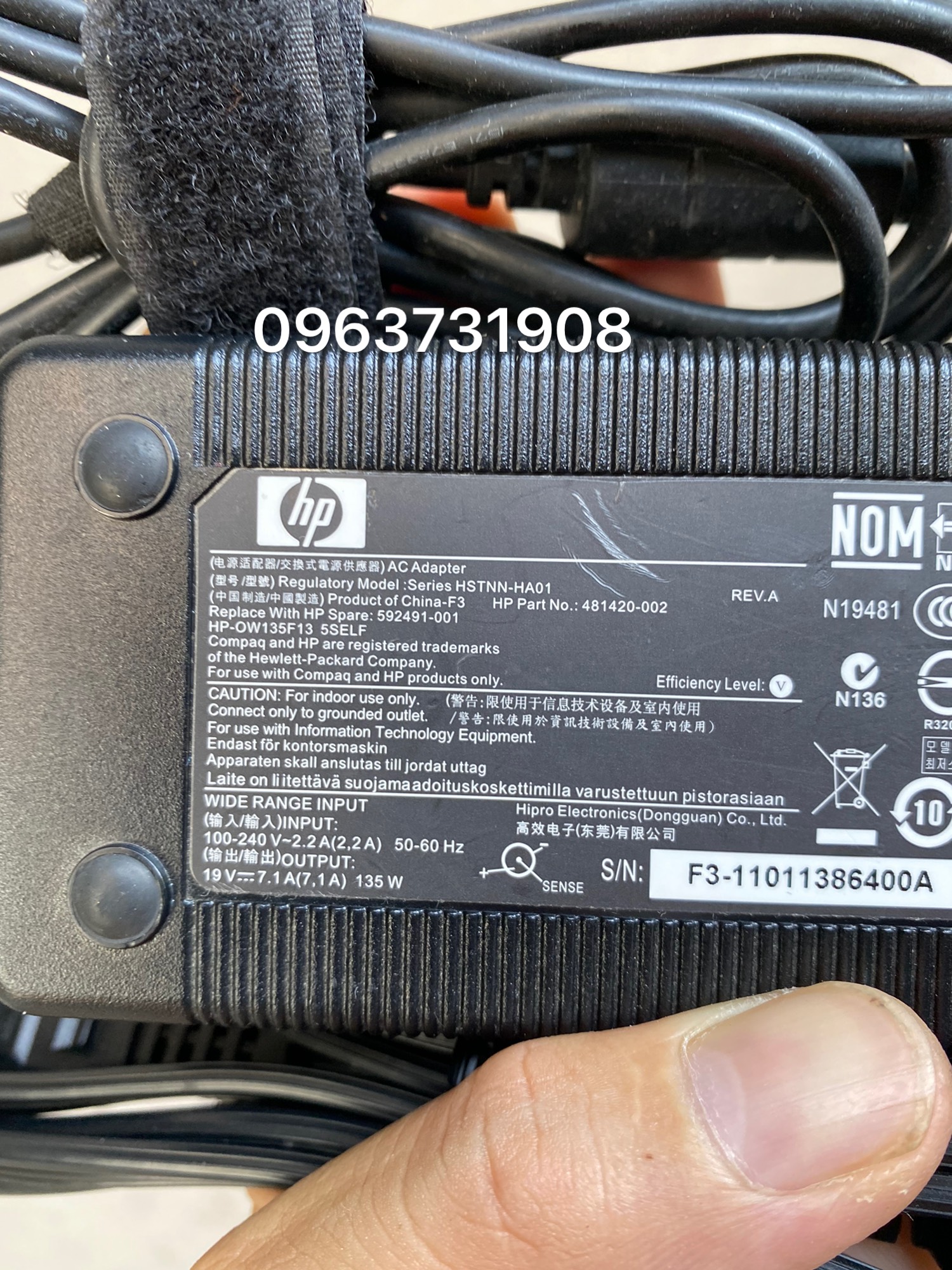 Cục sạc pin cho laptop HP 19V-7.1A 135W zin theo máy