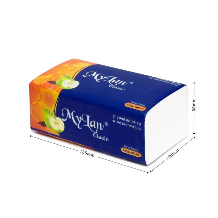 1 Thùng (20 Gói) Khăn Giấy Rút Táo Mỹ Lan 4 lớp Cao Cấp (400 tờ/gói)