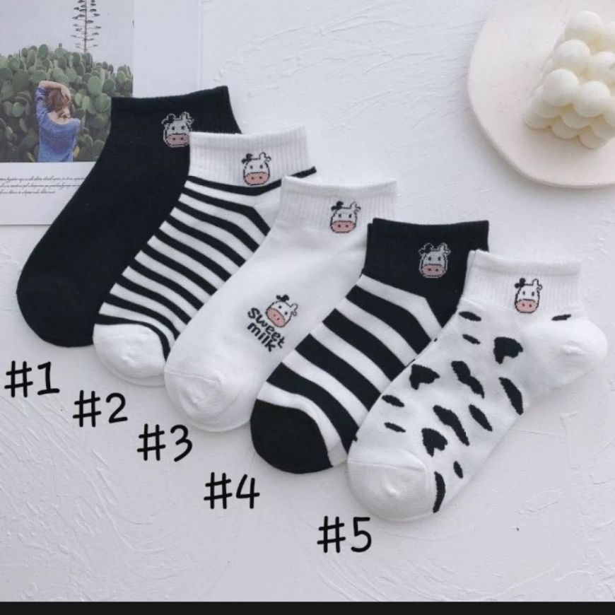 Set 5 Đôi Vớ Tất Bò Sữa 4-8 tuổi MisaMisu