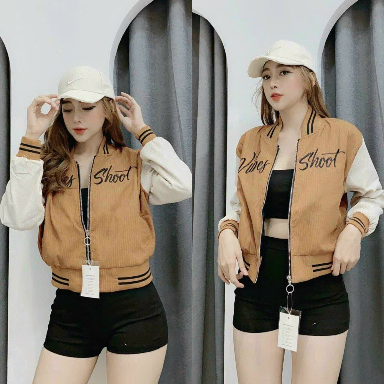 Áo khoác bomber họa tiết xinh xắn, Áo khoác nữ bomber chống nắng phối màu đẹp mắt, Áo khoác bomber thời trang dành cho cả nam và nữ DX