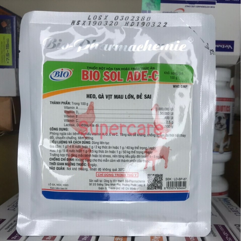 Bio sol ade-c mau lớn đẻ sai, tăng sức đề kháng gói 100g