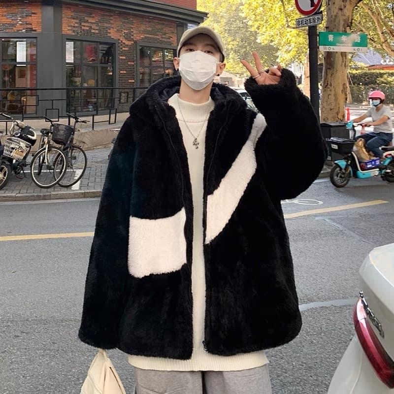 Áo lông nam nữ naiker MŨ unisex áo lông cừu mượt mà siêu ấm phong cách, áo lông cừu, áo lông cổ trụ, áo lông cừu nam nữ, áo khoác lông mượt, áo lông cừu 4 vạch, áo khoác lông mc, áo khoác lông vạch tay, áo lông cừu nữ tai gấu