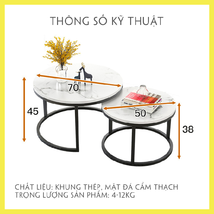 Bàn trà đôi cao cấp, bàn trà mặt vân đá đẹp, bàn sofa