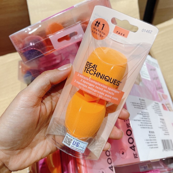 Set mút trang điểm tán kem nền Real Techniques Miracle Complexion Sponge trang điểm mềm mại, tiện dụng