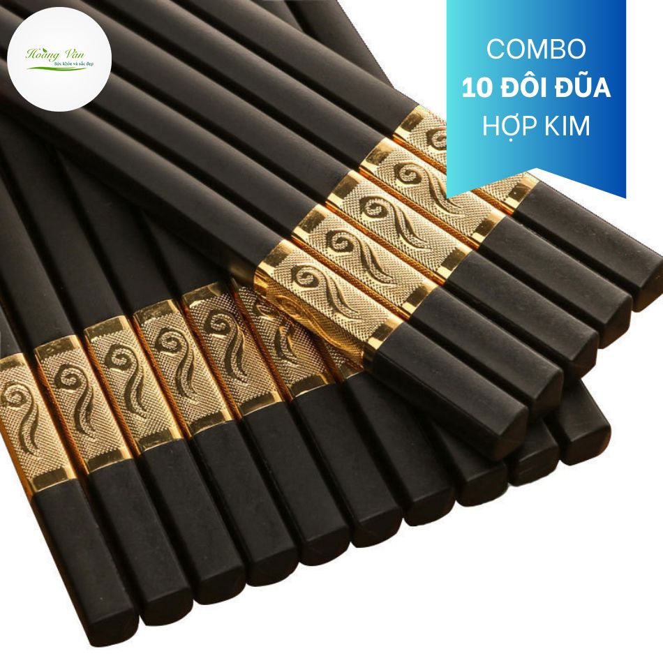 [HCM]Bộ 10 đôi đũa khảm vàng phong cách Hàn Quốc - 27cm