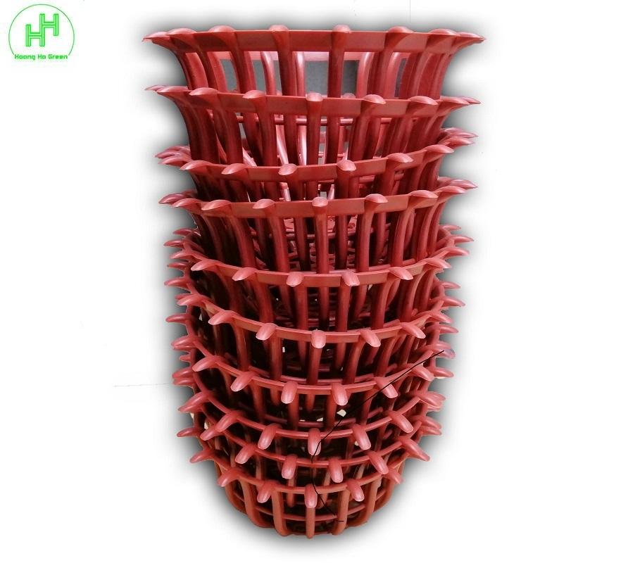 10 chậu giả gỗ trồng lan dấu hỏi fi 23 - màu đất nung