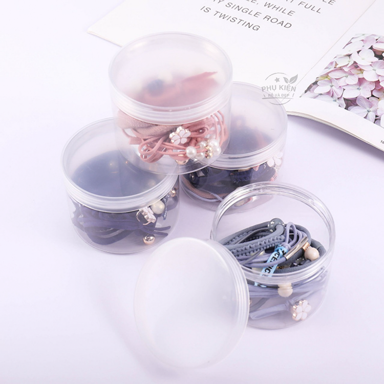 [HCM]Bộ 12 thun cột tóc Hàn Quốc dễ thương - Gồm hộp (Đen)