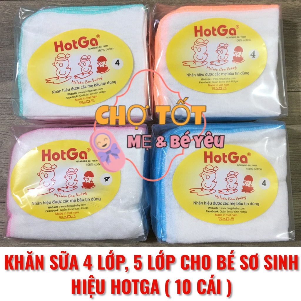 KHĂN SỮA CHO BÉ, KHĂN SỮA 4 LỚP/5 LỚP, KHĂN SỮA HOTGA (khăn gạc cho bé sơ sinh 25x27cm mềm mại không đổ lông)