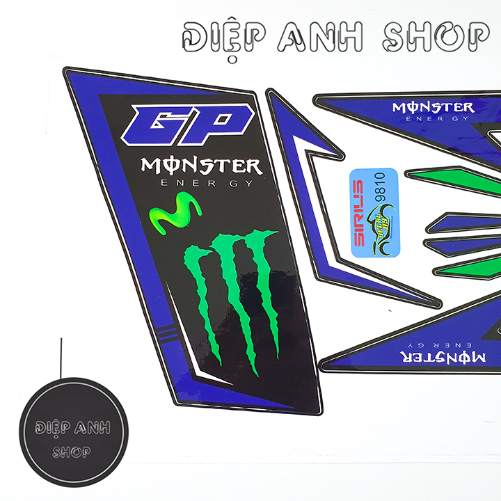 Tem Sirius MONSTER Xanh Đen - Tem xe Sirius