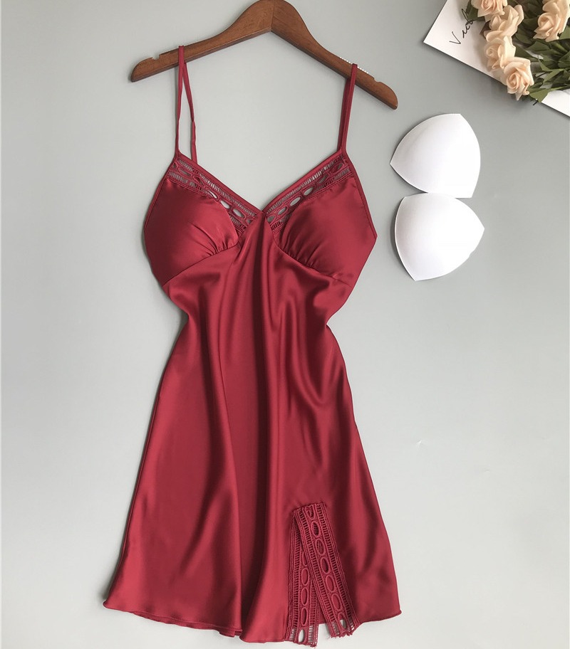 Váy ngủ sexy, Váy ngủ lụa, váy ngủ nữ, váy ngủ 2 dây, đầm ngủ lụa mặc nhà xẻ 1 bên gợi cảm cao cấp Vingo 4 màu xanh, đỏ, hồng cam, vàng sang chảnh N223 VNGO