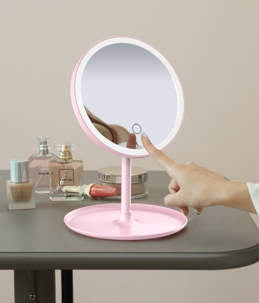 Gương trang điểm đèn LED  cảm ứng28x18cm -  gương sạc - dụng cụ làm đẹp - gương để bàn - gương soi
