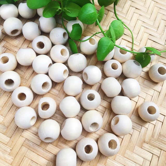 Hạt gỗ mộc size 20mm lỗ to