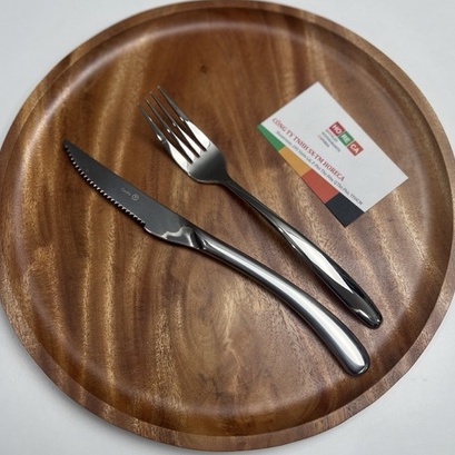 dao dĩa(nĩa) ăn bít tết inox cao cấp, đuôi cong Costa