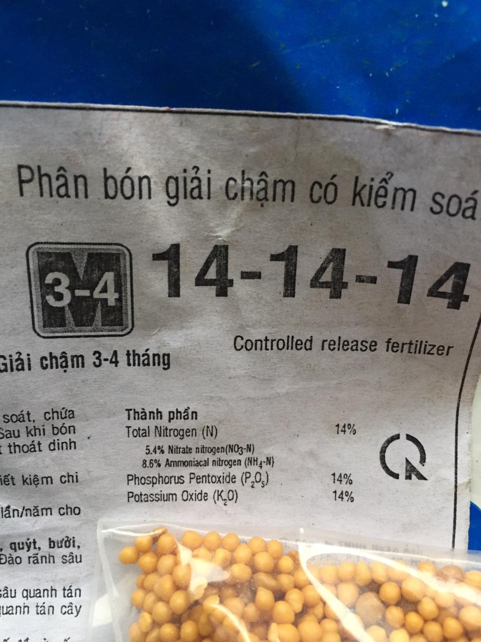 Phân tan chậm NPK 14-14-14-0.5kg