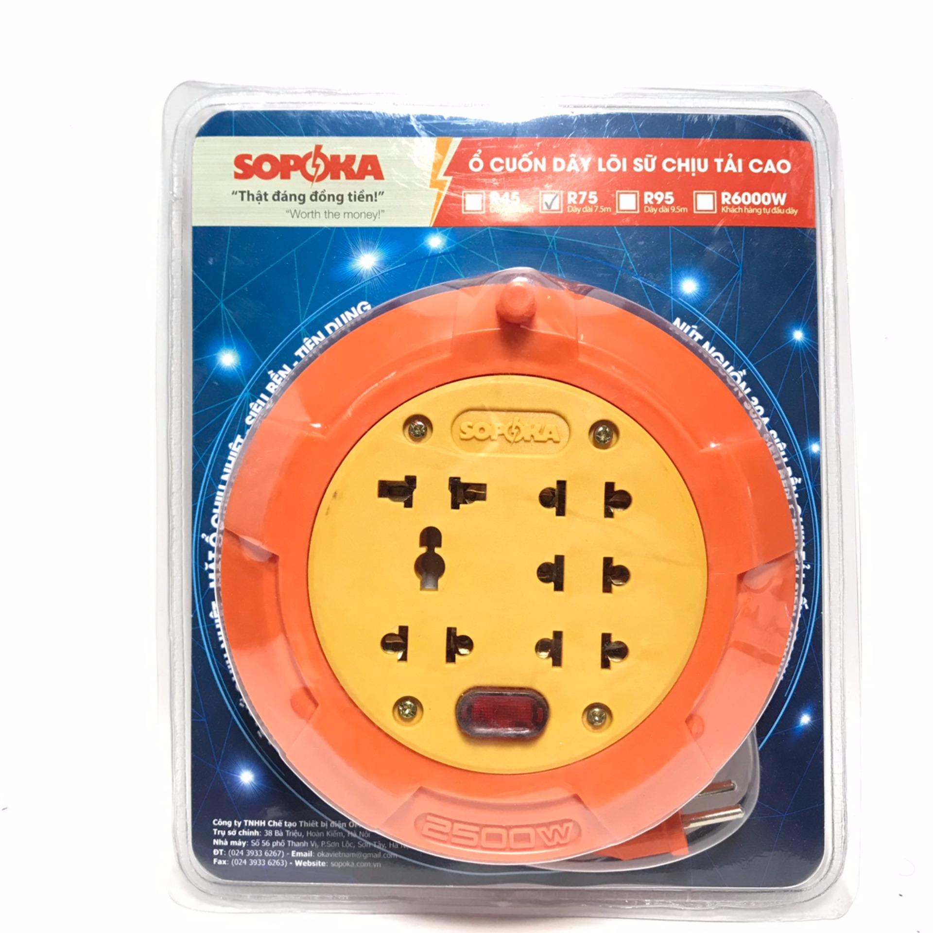 Ổ Cắm Điện Cuốn Dây Lõi Sứ Chịu Tải Cao 6000W SOPOKA