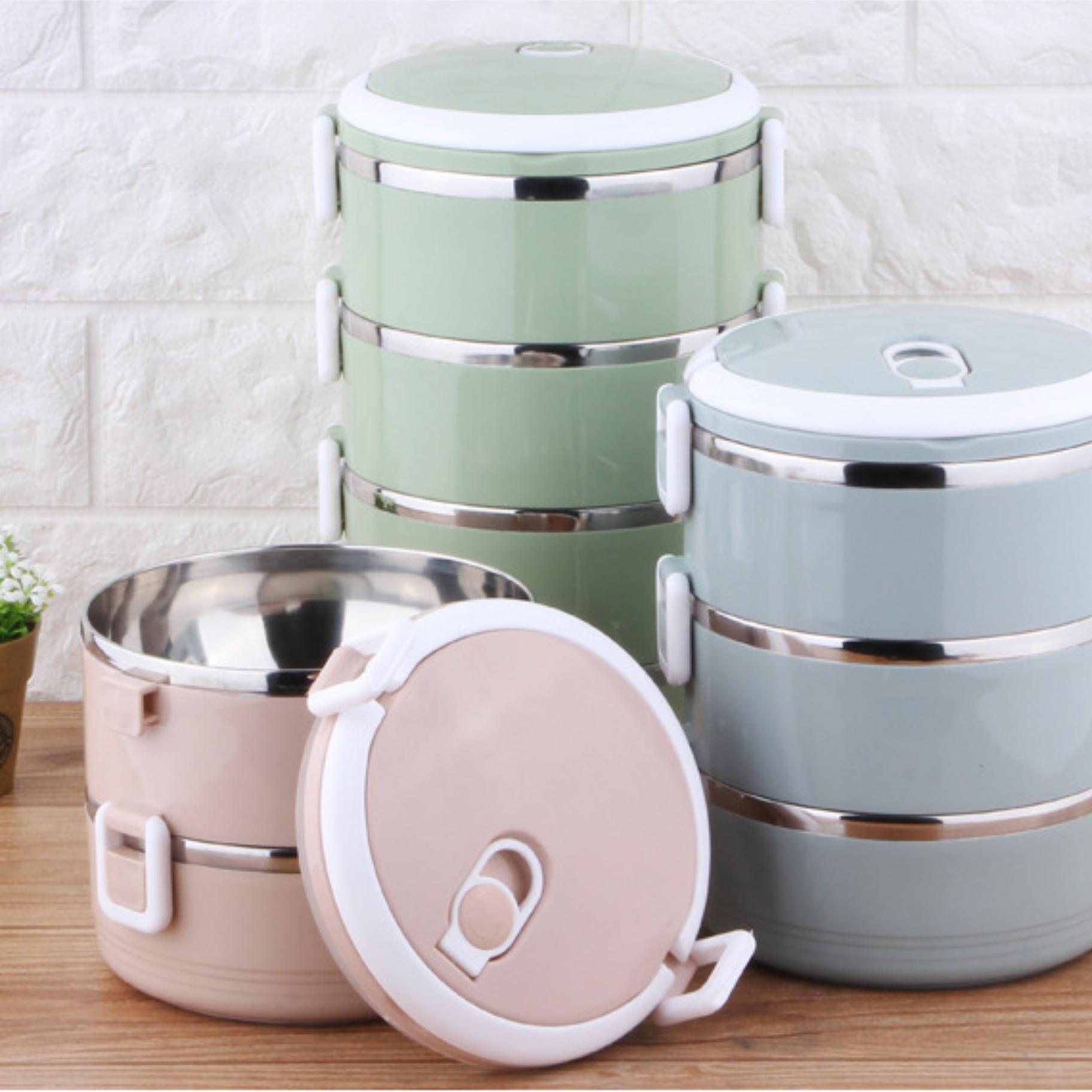 Hộp cơm giữ nhiệt 4 tầng lúa mạch đựng cơm canh văn phòng