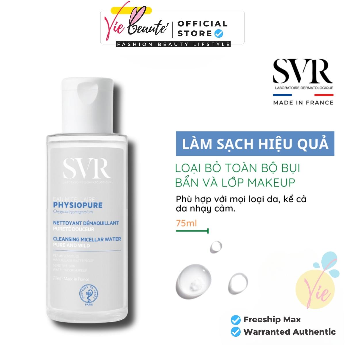 Nước tẩy trang svr làm sạch da, tẩy trang và giúp loại bỏ dầu svr sebiaclear eau micellaire 75ml