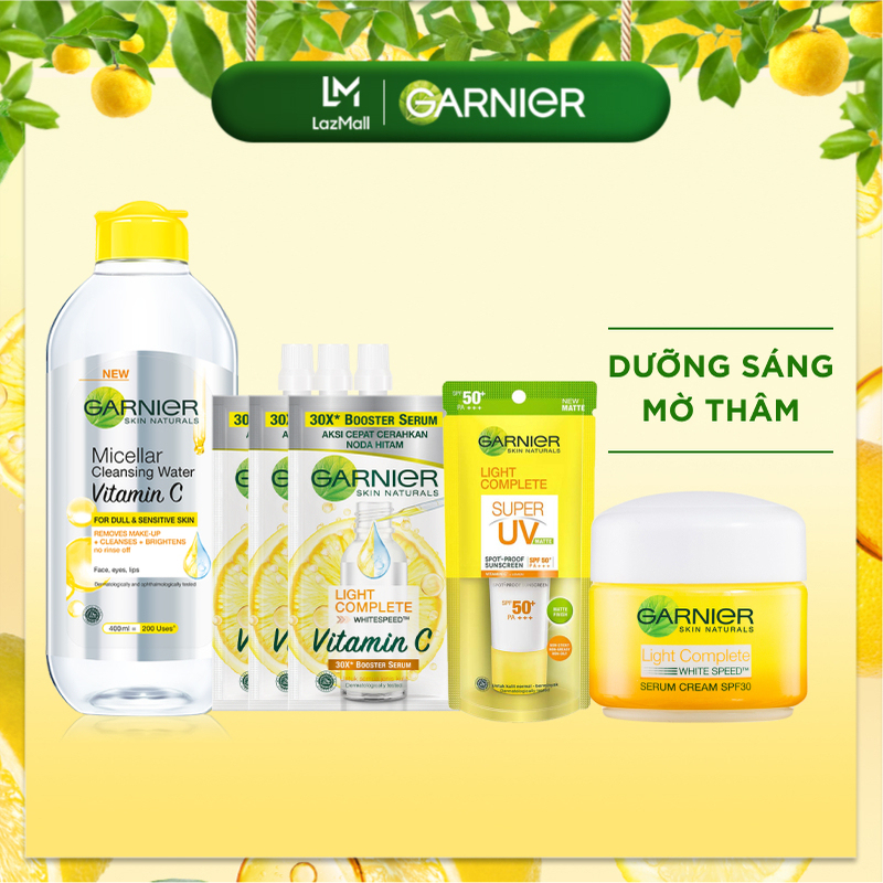 Bộ sản phẩm đặc biệt dưỡng sáng da mờ thâm chỉ từ 3 ngày Garnier Light Complete giá rẻ